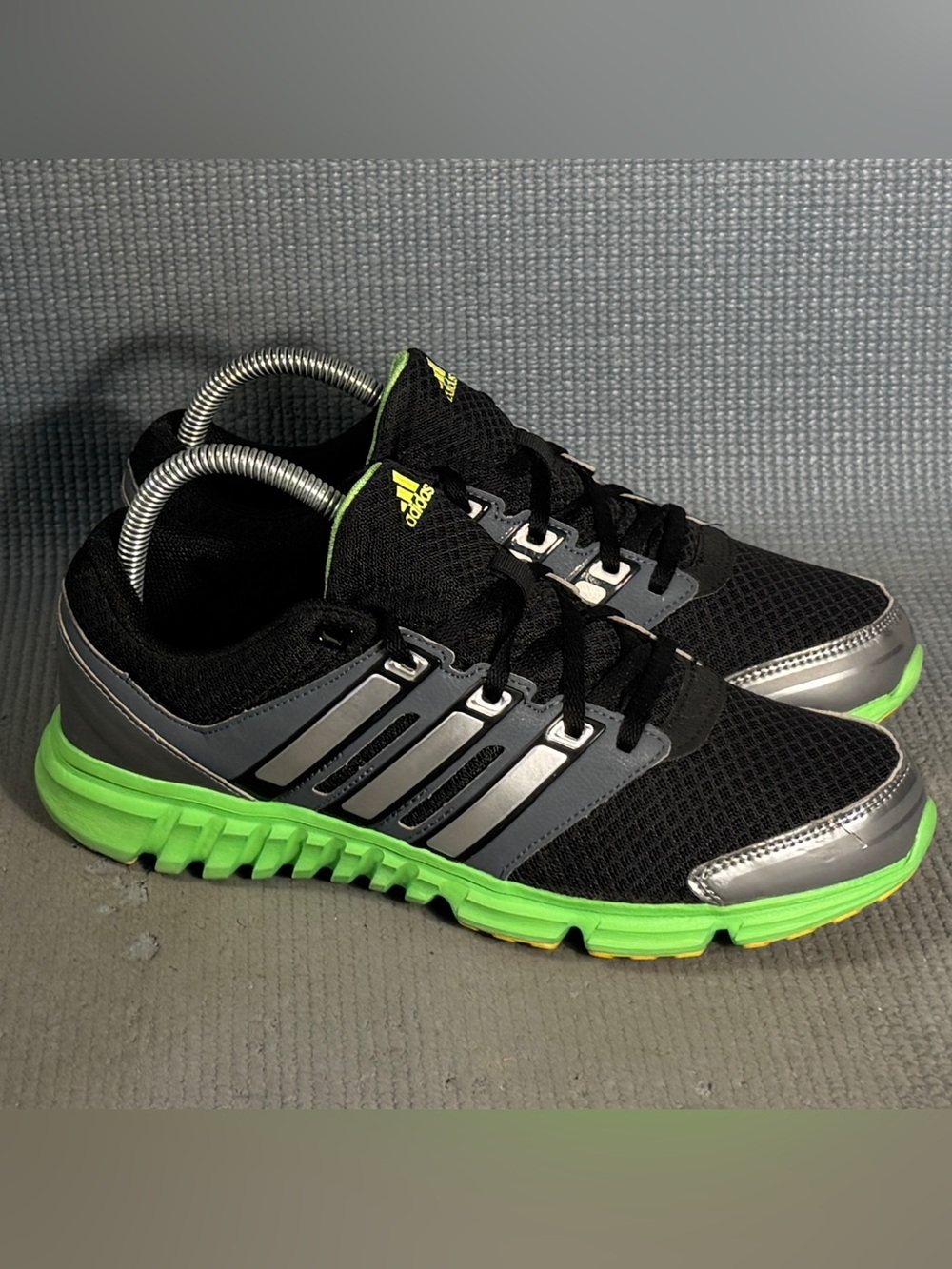 Adidas Falcon PDX Black/Electric Green Running Shoes Big Kid Size 6.5